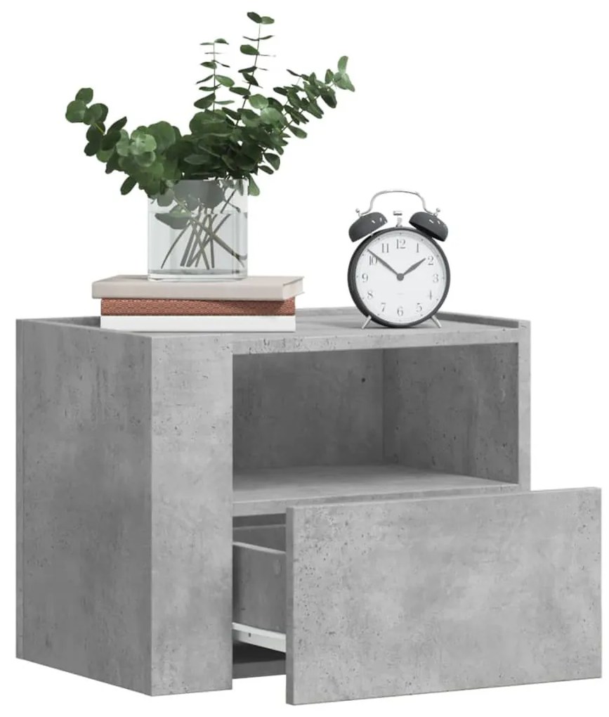 betonszürke falra szerelhető éjjeliszekrény 45 x 30 x 35 cm