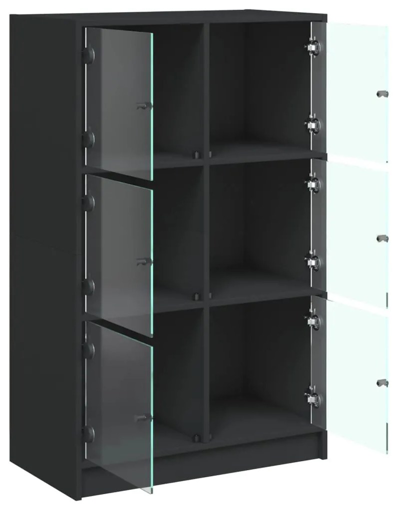 fekete szerelt fa magasszekrény ajtókkal 68 x 37 x 109 cm