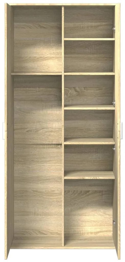 sonoma tölgy színű szerelt fa magasszekrény 80 x 35 x 180 cm