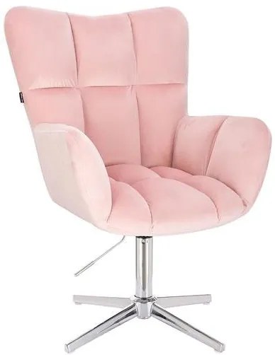 HR650CROSS Púderrózsaszín modern velúr szék krómozott lábbal