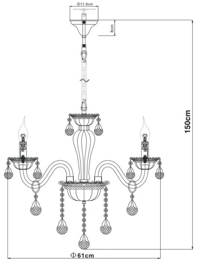 Globo 64118-3 - Csillár láncon TEEJAY 3xE14/40W/230V