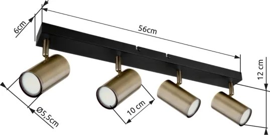 Globo 57911-4M - ROBBY 4xGU10/35W spotlámpa, fekete/fém