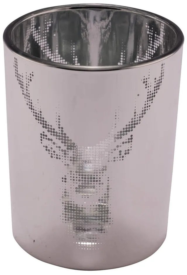 Ezüstszínű gyertyatartó karácsonyi mintával - Ego Dekor