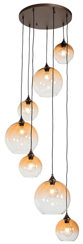 Art Deco lógólámpa sötét bronz színű borostyán üveggel 7-lámpás - Sandra