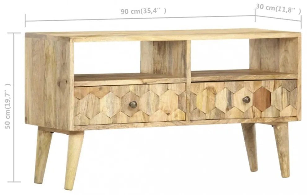 tömör mangófa TV-szekrény 90 x 30 x 50 cm