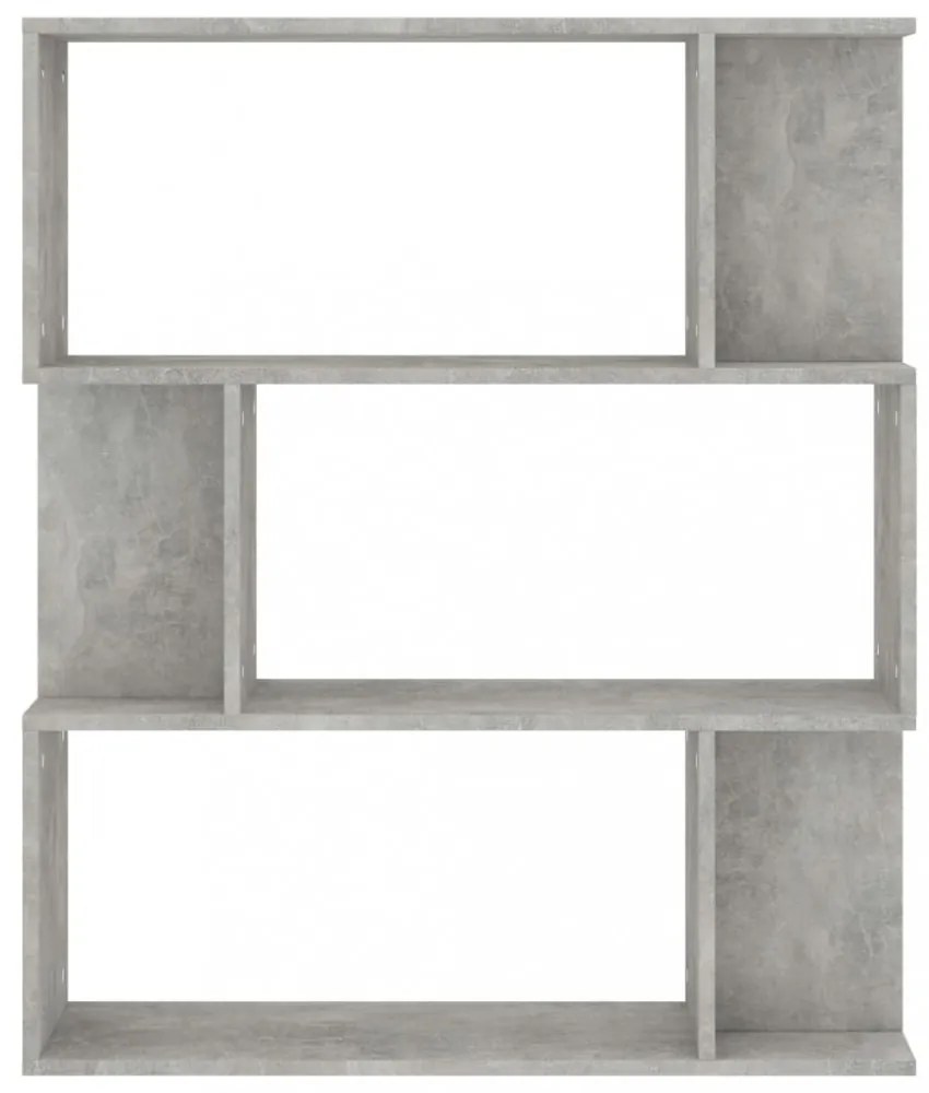 betonszürke szerelt fa könyvszekrény/térelválasztó 80x24x96 cm