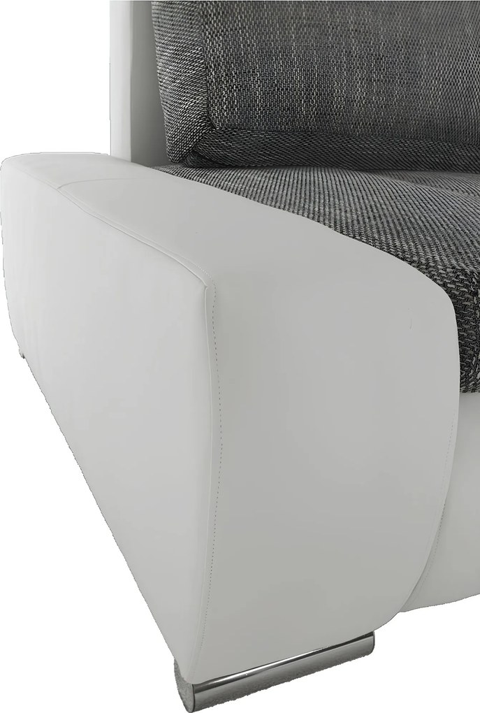 Ülőgarnitúra, műbőr fehér/szövet szürke melír, TONIKS