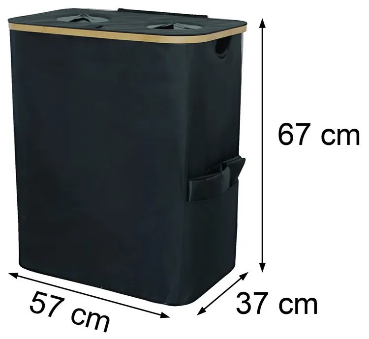 Szelektív palackgyűjtő két rekeszes 140l fekete