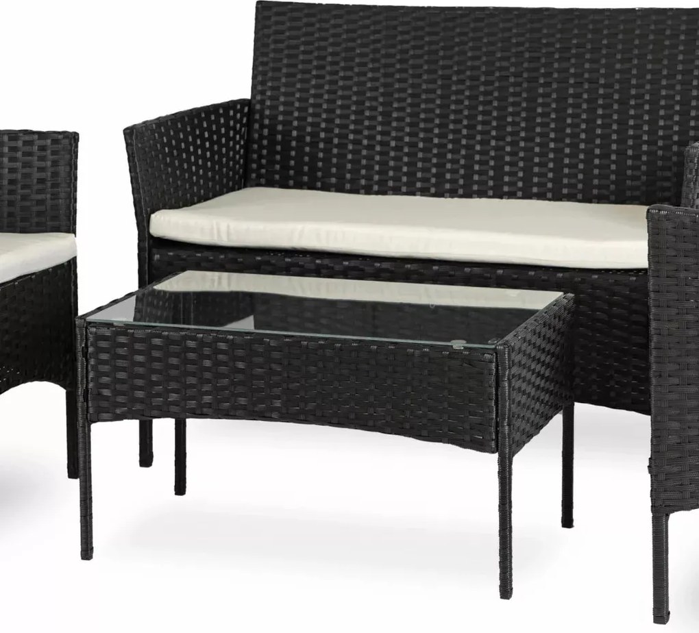 MISSISSIPI kerti bútor szett, fekete-bézs – raktárról