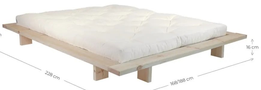 Világoskék borovi fenyő franciaágy ágyráccsal 180x200 cm Japan – Karup Design