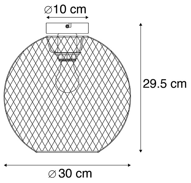 Modern mennyezeti lámpa fekete 30 cm - Mesh Ball