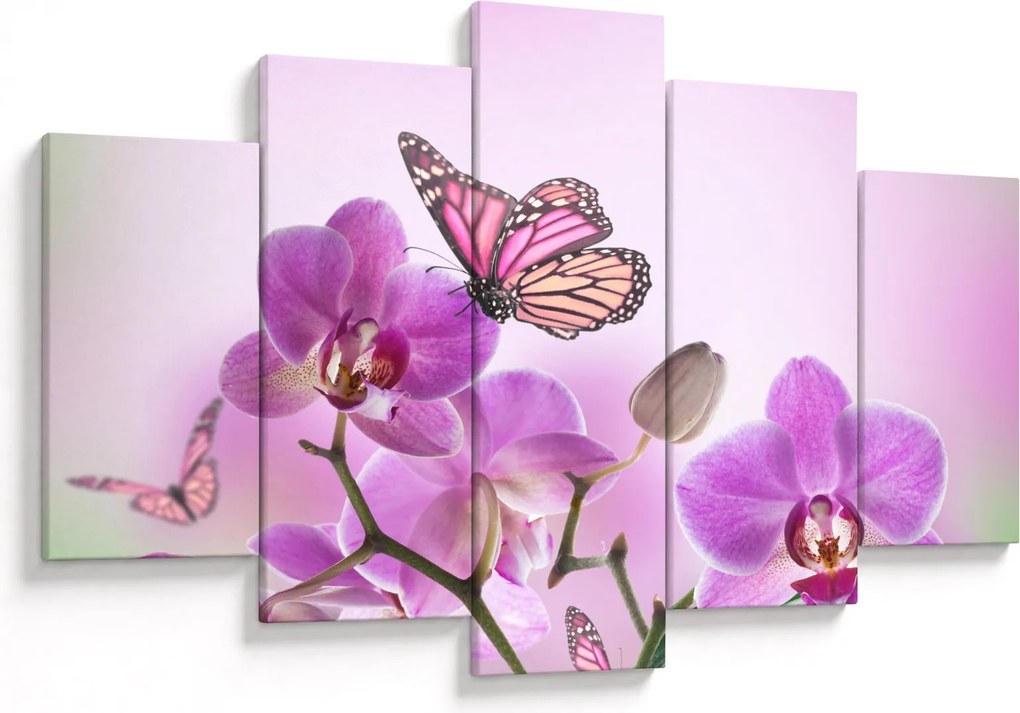 Kép - Pillangó orchidea virágon, lila (150x105 cm)