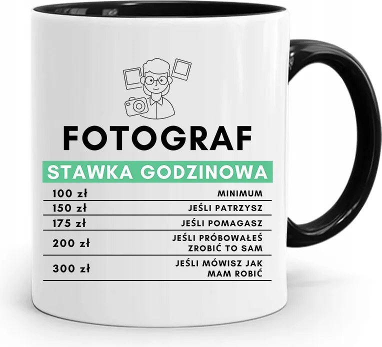 Fekete Bögre Fotósnak Óradíj Nyomtatott Fotóval