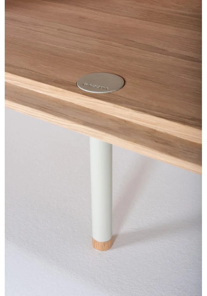 Fehér-natúr színű tölgyfa alacsony komód 118x100 cm Fina – Gazzda