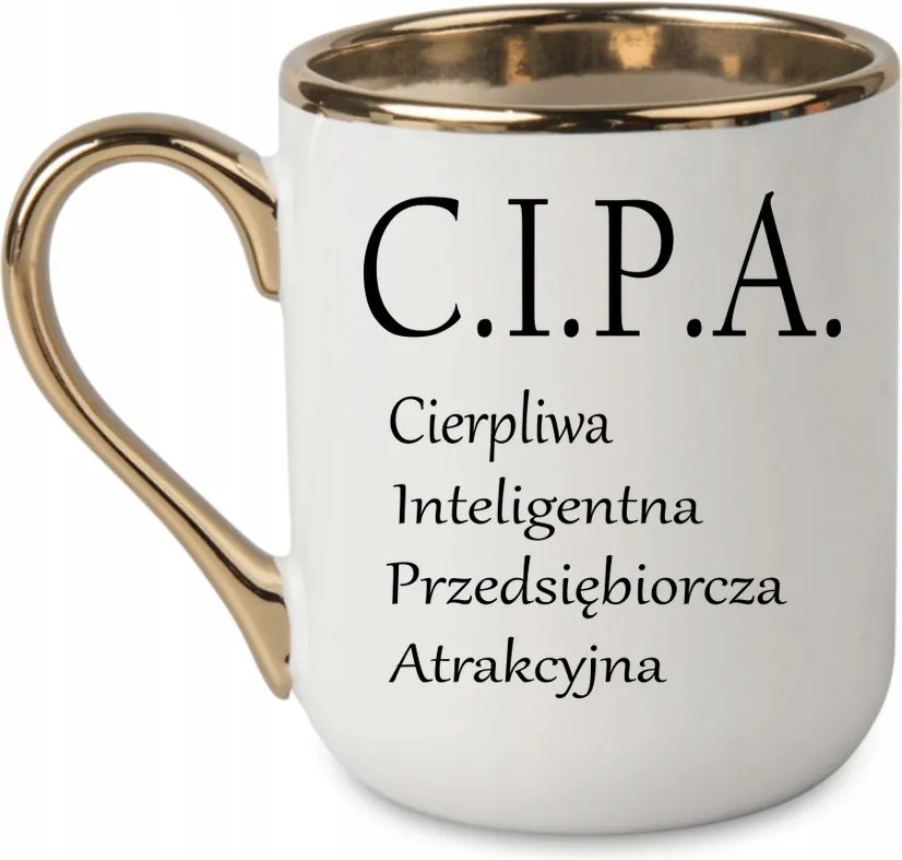 Elegáns bögre "c.i.p.a" Türelmes... Ajándék 330 Fehér