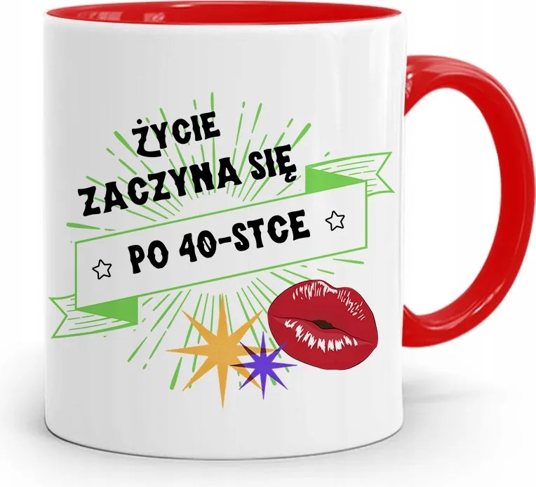 Születésnapra 40 40-es 40-es Piros Ajándék Bögre fényképes nyomtatással