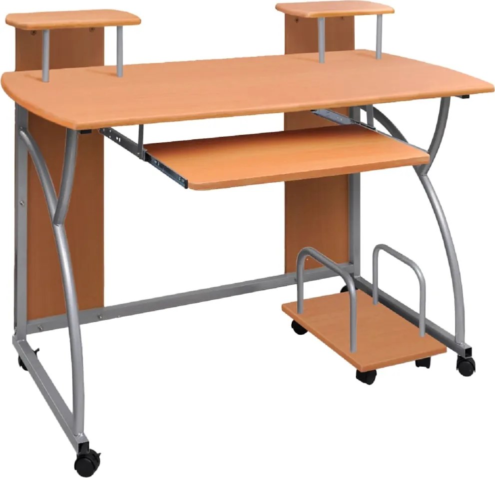 vidaXL barna szerelt fa számítógépasztal 110 x 52 x 88,5 cm