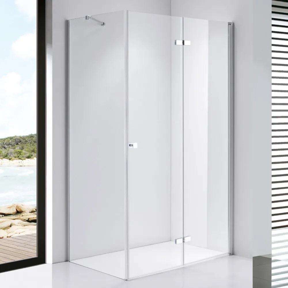 Stuxi Verona 90x70 aszimmetrikus csuklóajtós zuhanykabin 6 mm vízlepergető biztonsági üveggel, króm