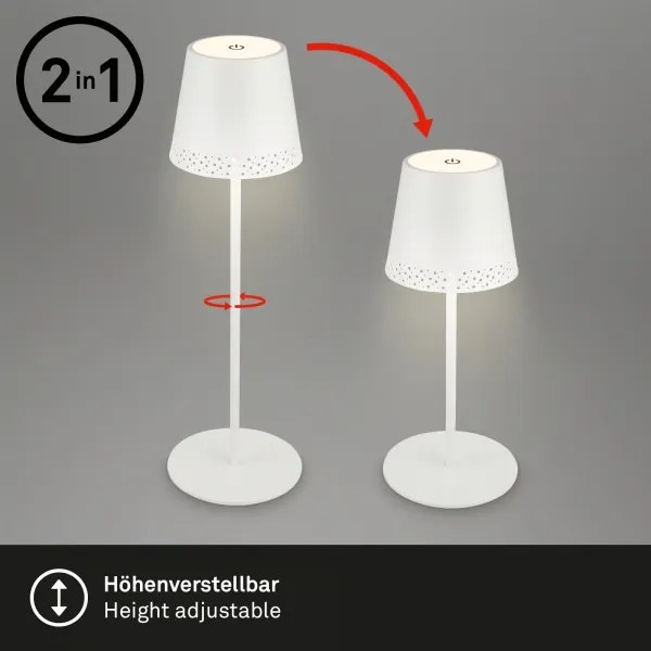 Brilo - KIKI újratölthető érintős LED asztali lámpa LED/2,6W/5V IP44 2600 mAh fehér