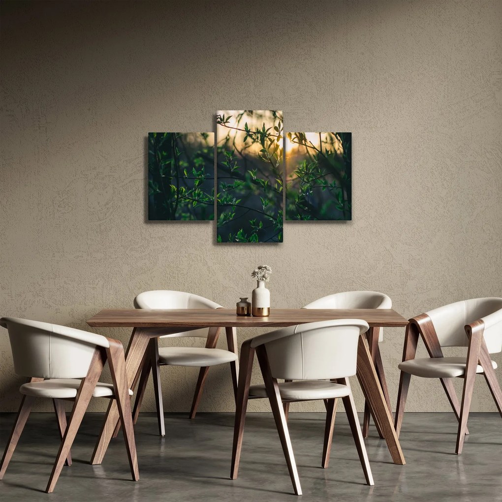 A ragyogó nap képe a fák gallyain keresztül (90x60 cm)