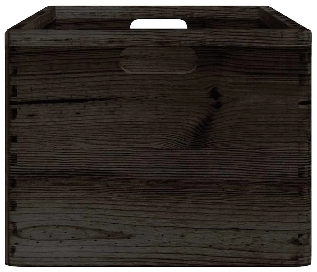 Fa doboz fogantyúkkal fekete 40x30x23 cm tömör fa fenyő