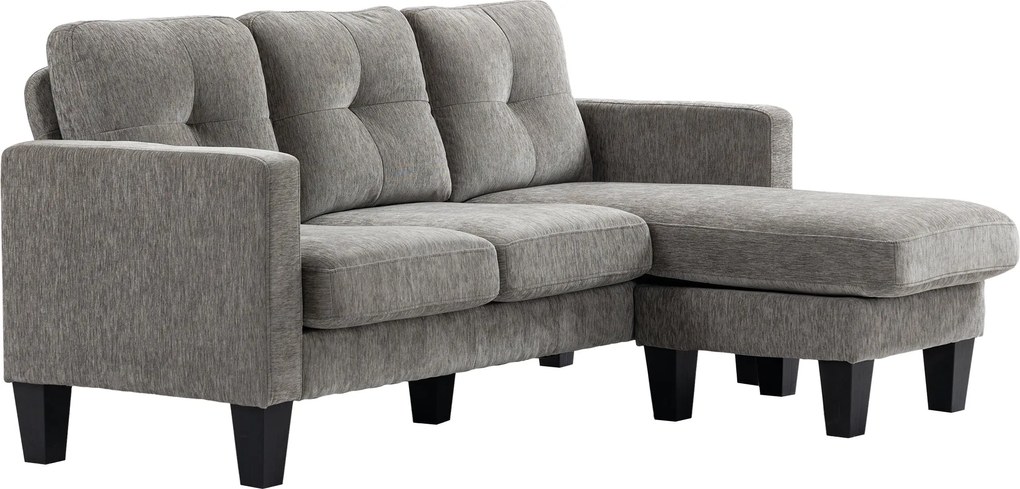 HOMCOM Sarokkanapé L-alakú Kanapé Poliészter Kárpitozással Reversibilis Fotelrésszel és 3 Párnával a Nappaliba 180 kg Terhelhetőséggel 186x130x84 cm B