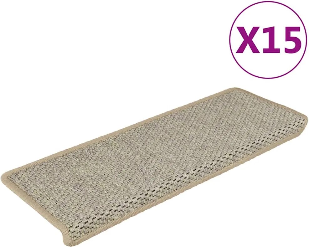 vidaXL 15 db szizál hatású világoszöld öntapadó lépcsőszőnyeg 65x21x4 cm