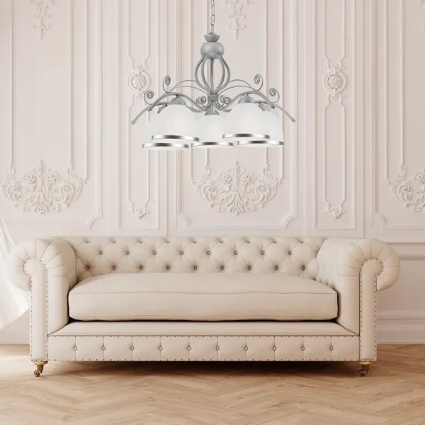 Csillár láncon RETRO II 5xE27/60W/230V ezüst