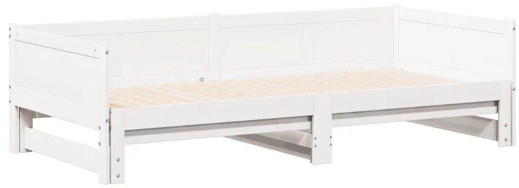 Kihúzható Nappali Ágy Fehér 90x200 cm Tömör Fa Fenyő