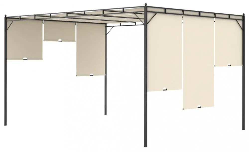 vidaXL krémszínű kerti pavilon oldalfüggönnyel 4 x 3 x 2,25 m