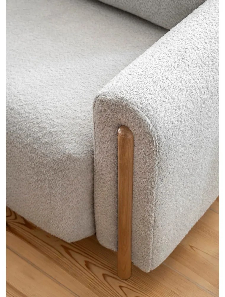 Világosszürke buklé kinyitható-tárolóhelyes kanapé 244 cm Arcadova – ELTAP