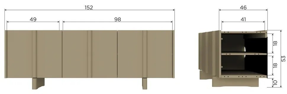 Zöld borovi fenyő TV-állvány 152x53x46 cm Basu – WOOOD