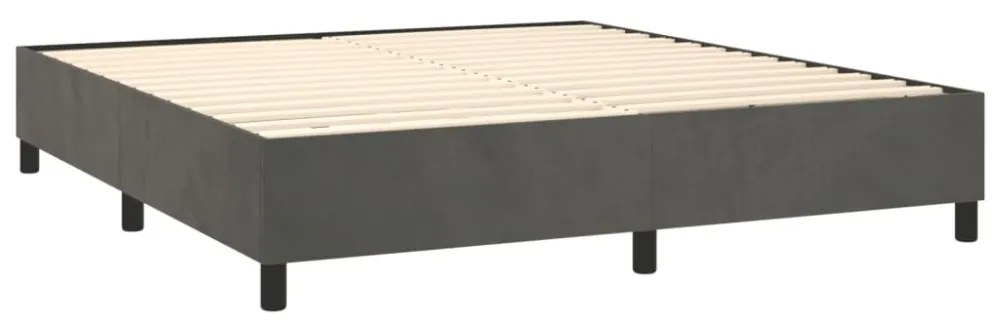 sötétszürke bársony rugós és LED-es ágy matraccal 160x200 cm