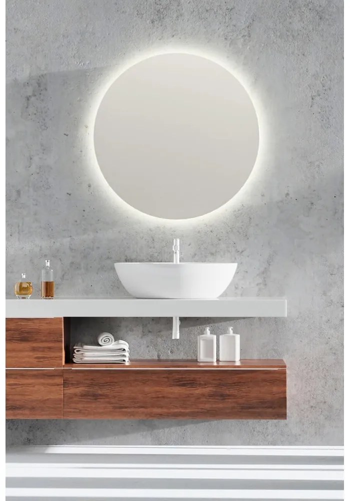 Fali tükör világítással ø 60 cm Luna – Mirrors and More