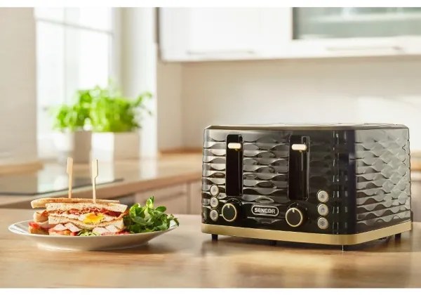 Sencor - Négy szeletes kenyérpirító 1600W/230V fekete/bézs