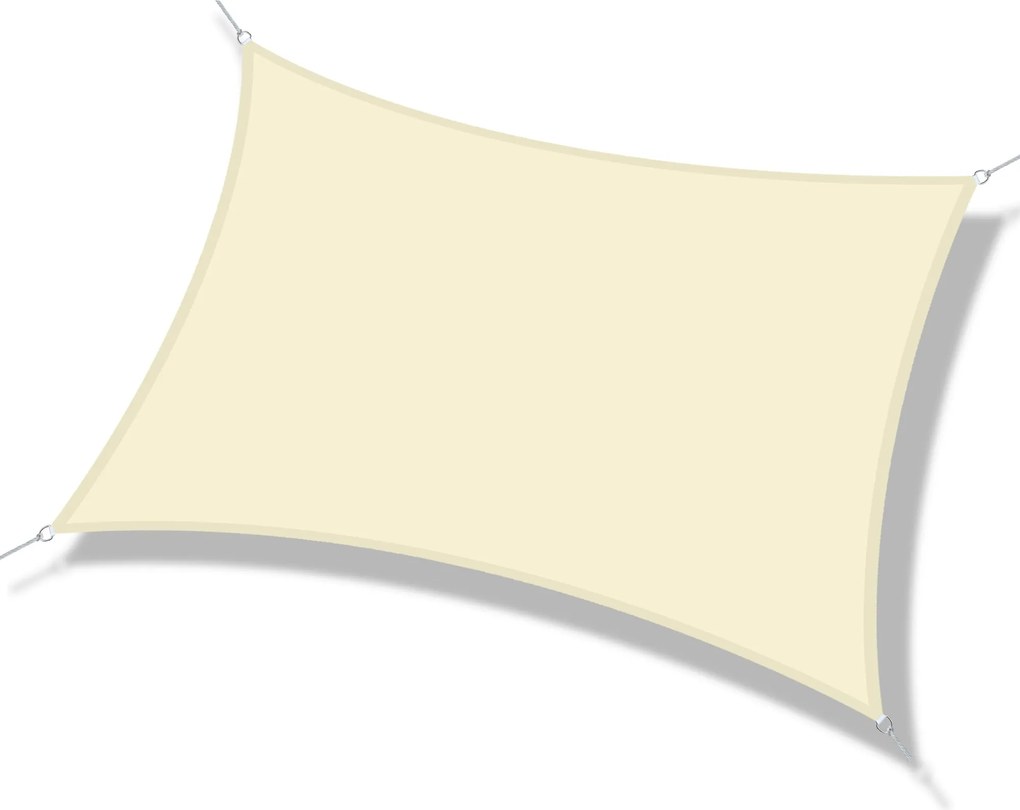 Outsunny Téglalap Alakú Napernyő 3x4m Teraszra, Kertbe, Kempinghez - Vízálló, UV Védelem, Poliészter Krém | Aosom