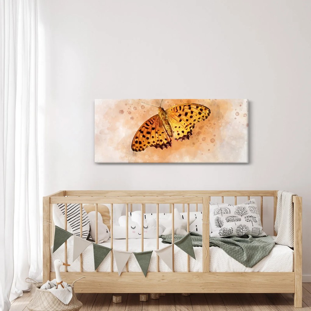 Kép - narancssárga pillangó, akvarell (120x50 cm)