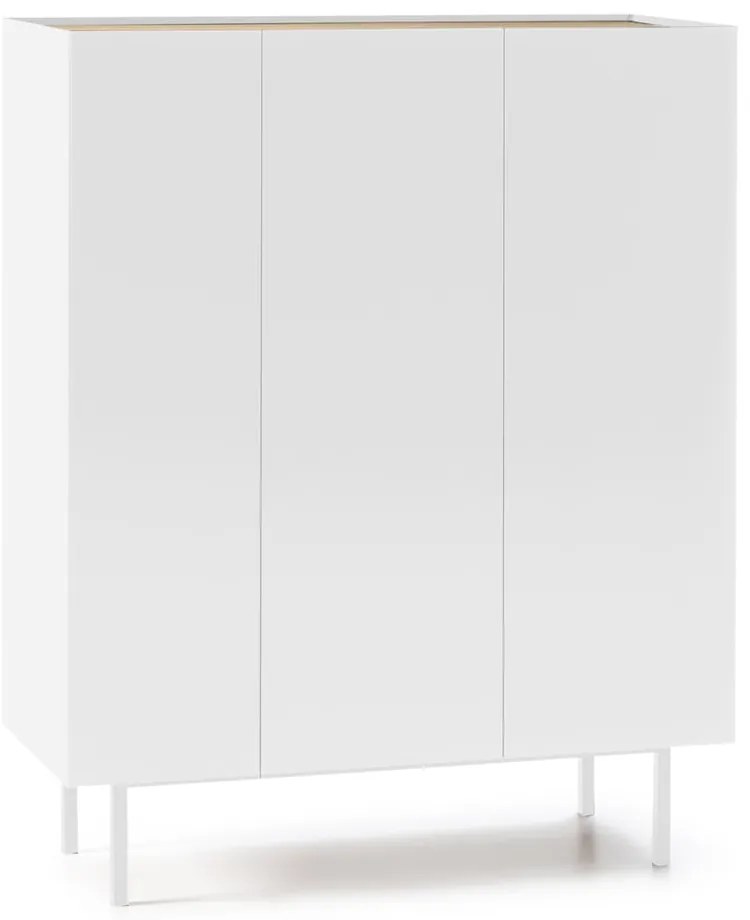 Fehér magas komód tölgyfa dekorral 95x120 cm Arista – Teulat