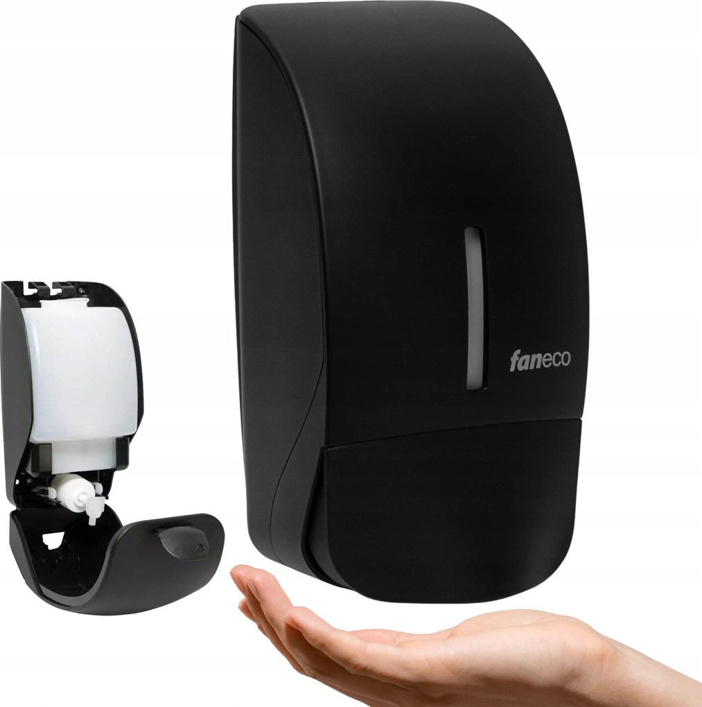 Gél folyékony szappan adagoló 0,9 l Calma Faneco fekete csepegésmentes kulcs