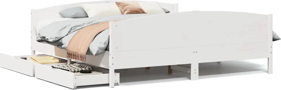 vidaXL fehér tömör fenyőfa ágy matrac nélkül 180 x 200 cm