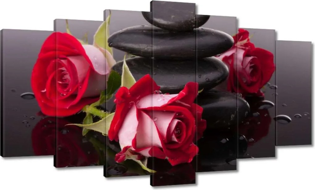 Vászonkép 140x80 Rózsák a kövek körül