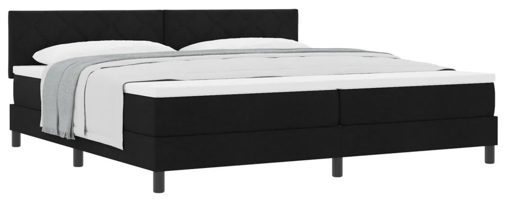 Box Spring Ágy Matraccal Fekete 200x200 cm Szövet