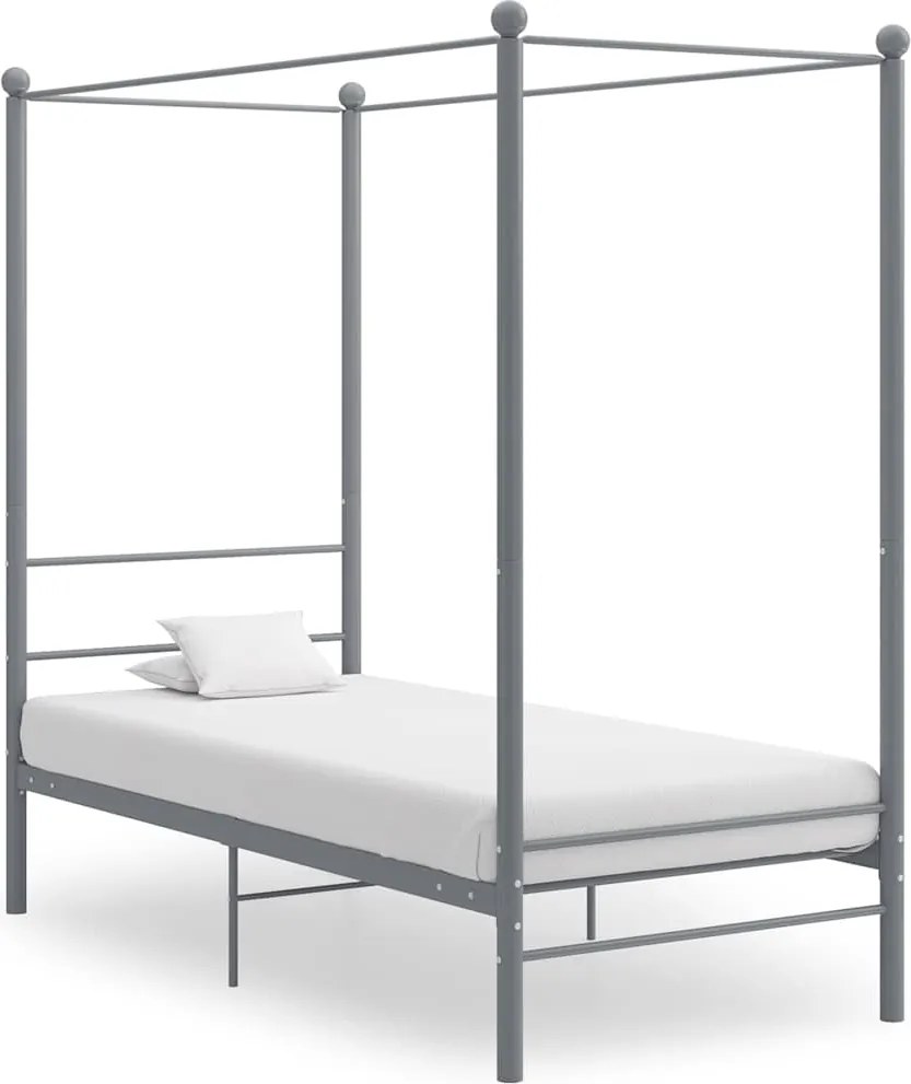vidaXL szürke fém baldachinos ágykeret 90 x 200 cm