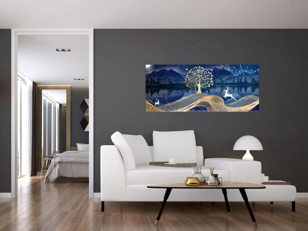 Szarvas képe teliholdkor (120x50 cm)