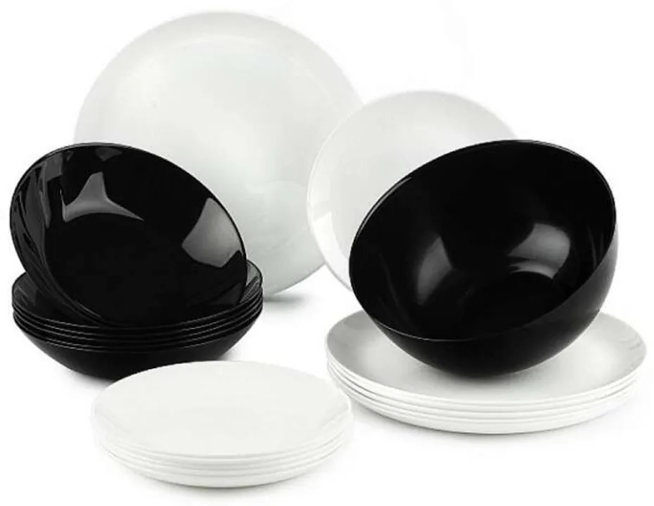 Ciro klasszikus fekete fehér étkészlet tányérkészlet 19 részes