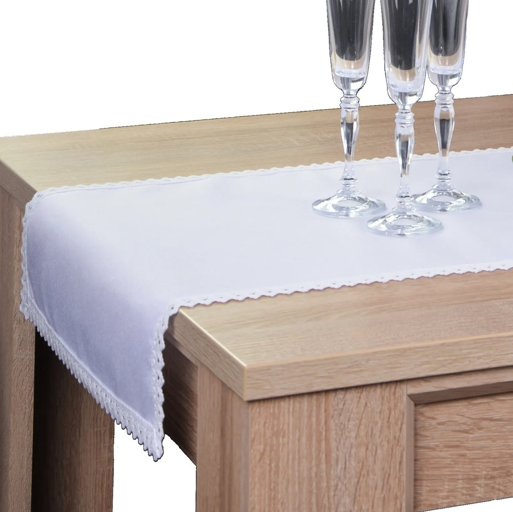 Foltálló csipkés futófelület Malaga 40x140 fehér