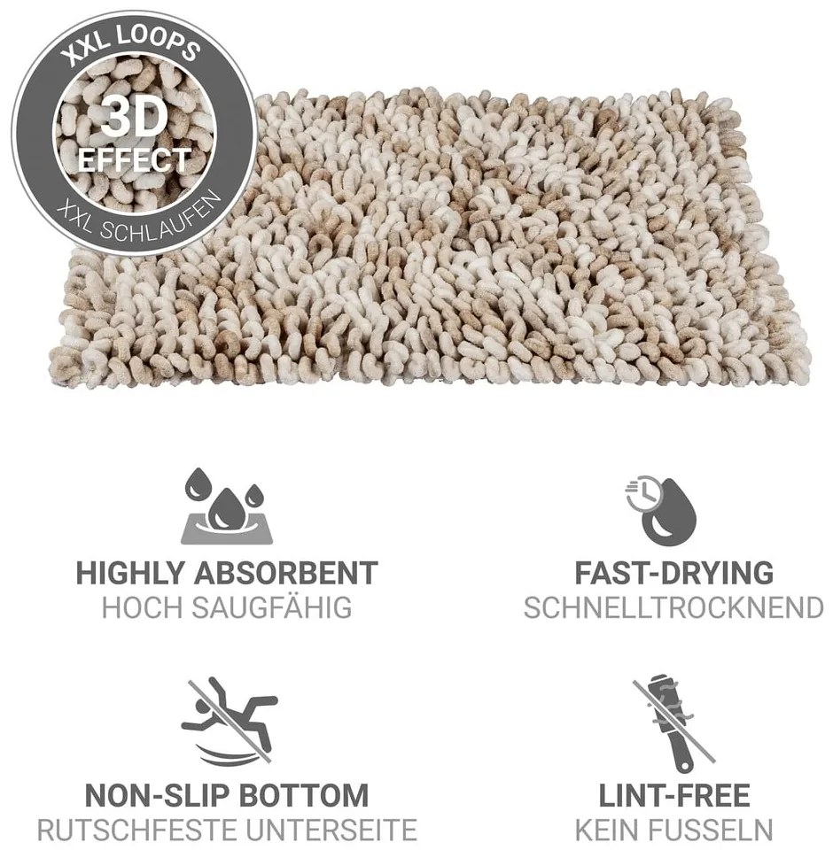 Bézs textil fürdőszobai kilépő 60x90 cm Lerici – Wenko