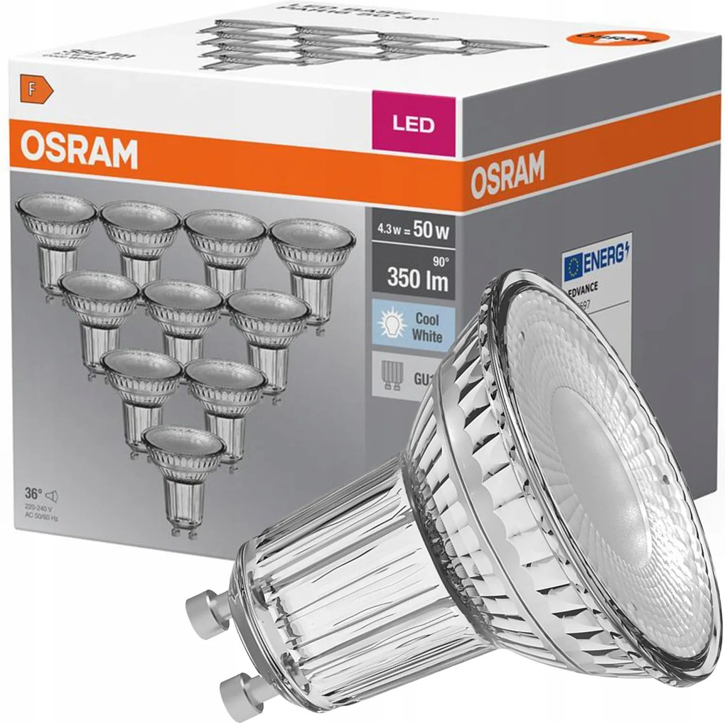 10PAK Led izzó GU10 4.3W 50W 350lm 4000K Semleges 36° Osram