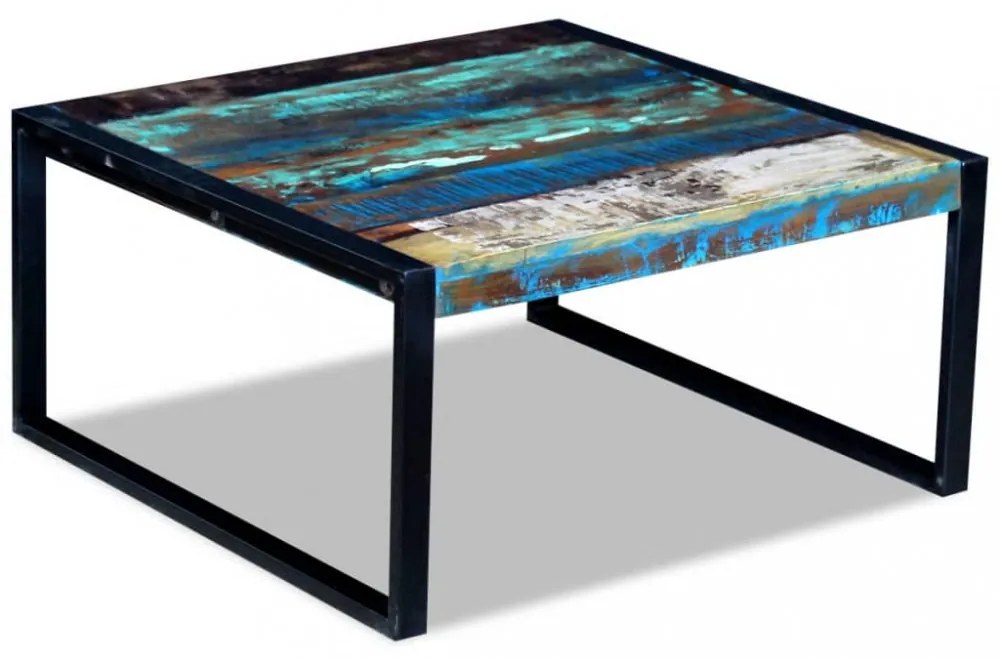 tömör újrahasznosított fa dohányzóasztal 80 x 80 x 40 cm