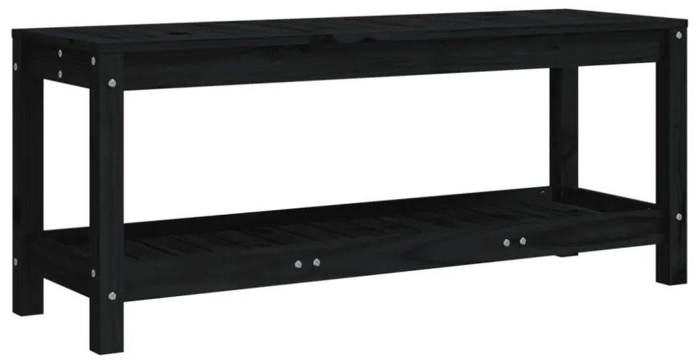 fekete tömör fenyőfa kerti pad 108x35x45 cm